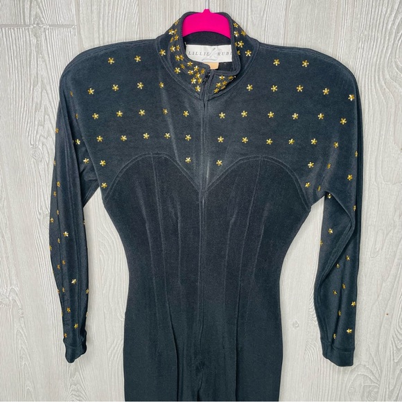 Vintage rare 1980s Lillie Rubin star metal studded stirrup jump suit unique sm - Picture 5 of 6